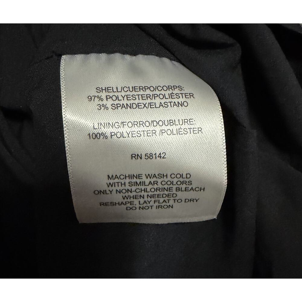 Maggy London Black White Abstract Sheath Mock Neck Knee Chiffon Dress 4 - Picture 5 of 6
